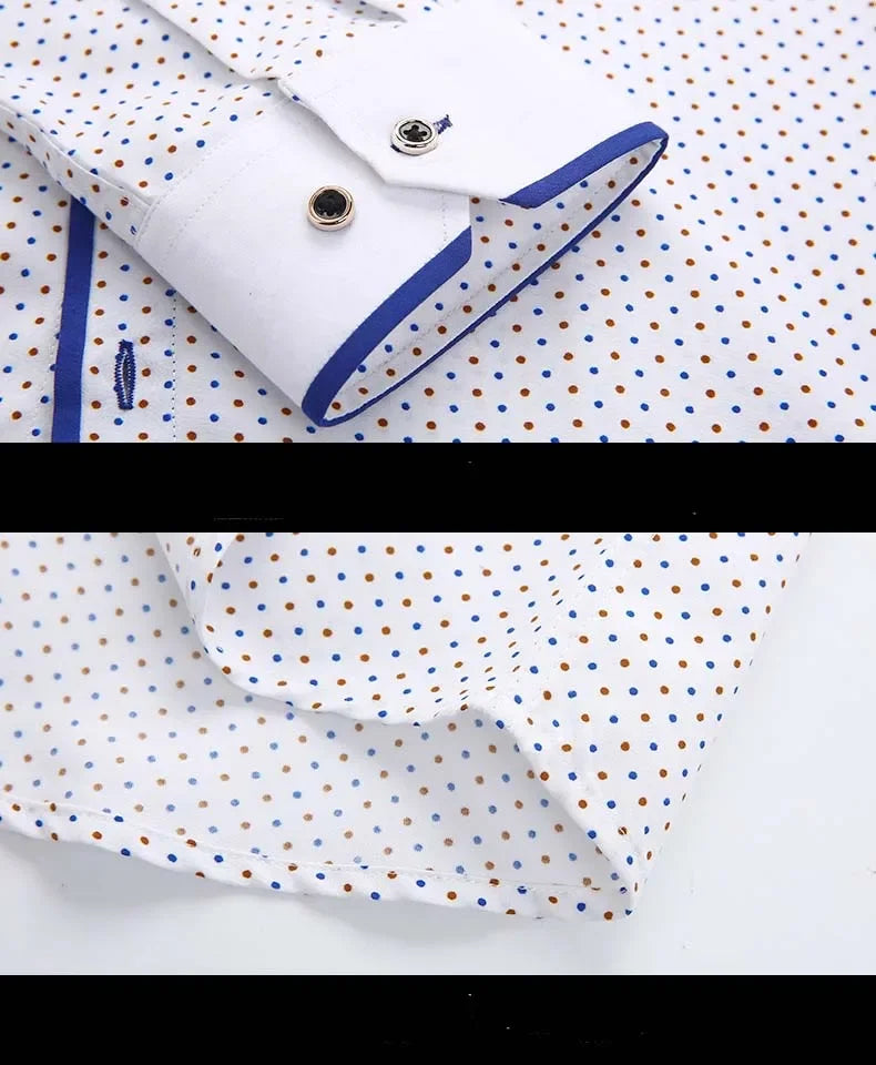 White Big Size 5XL Men Dress Shirt 2026 New Long Sleeve Slim Fit Button Down Collar Good Quality Printed Business Shirts