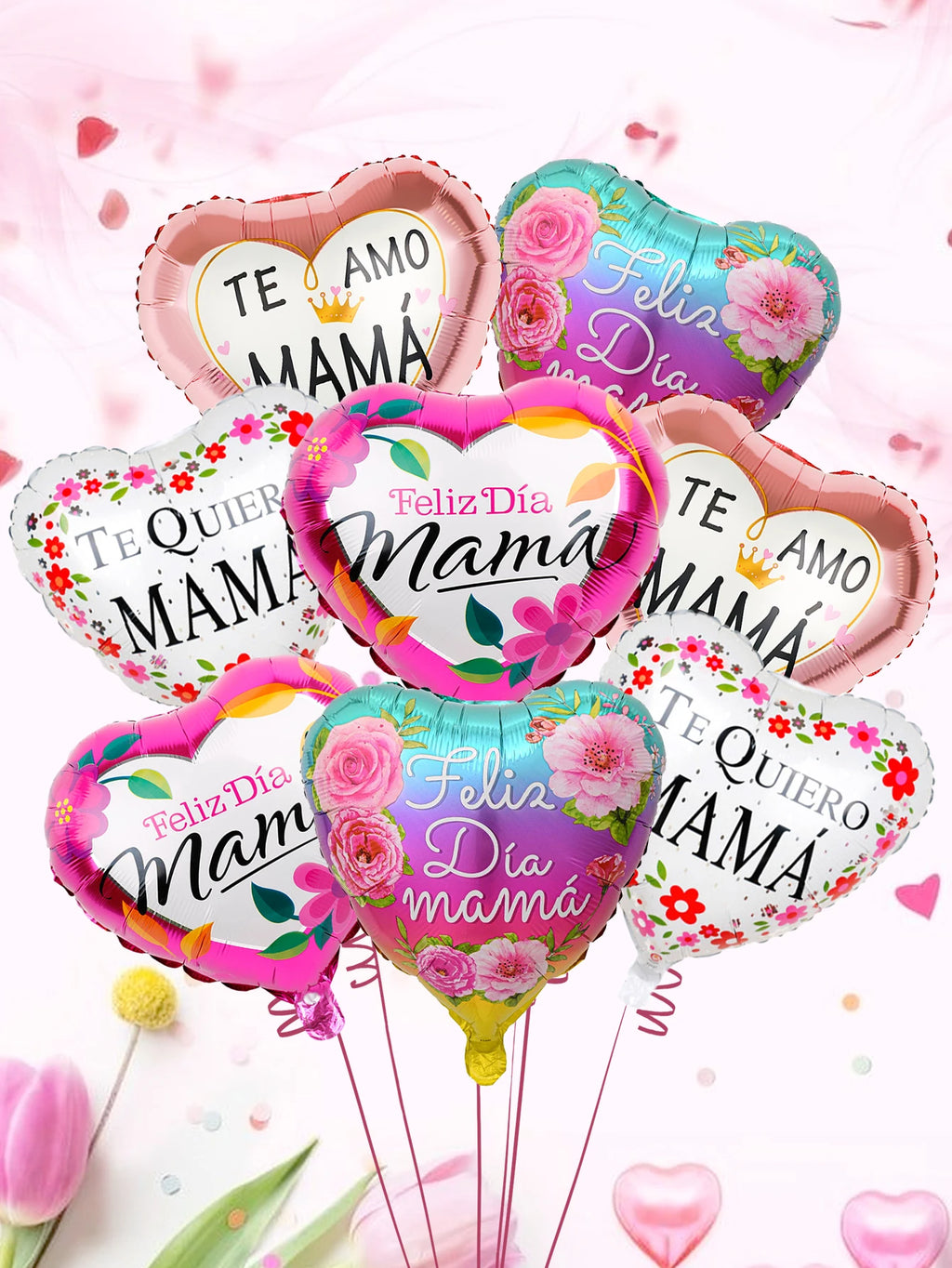 8pcs Mother's Day foil balloons, suitable for Mother's Day parties, birthday decorations, and party scene decorations.