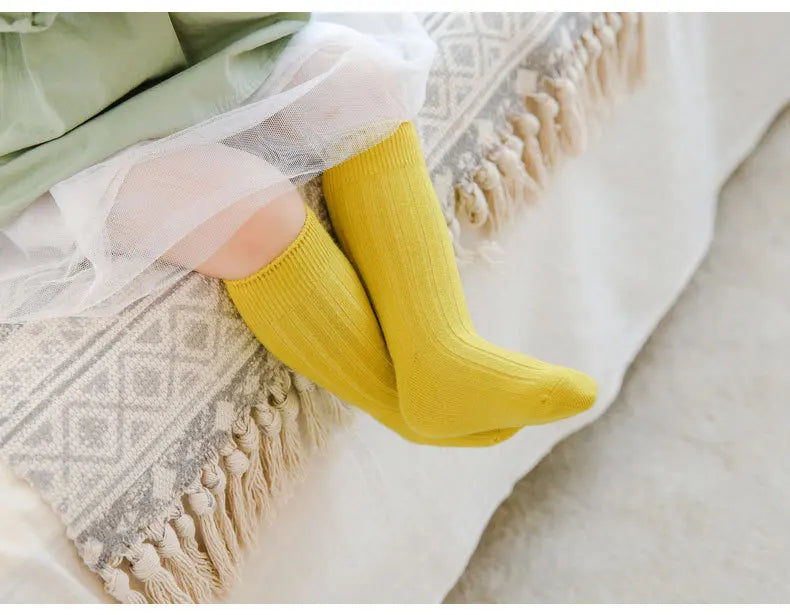 Baby Socks Newborn Kids Infant Girls Boys Knee High Sock Toddler Girl Solid Cotton Stripe Plain Long Sock For 0-3Years Children