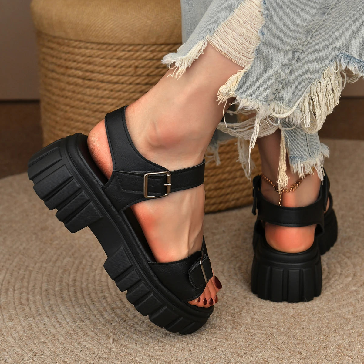 Women Elegant Sandals  New Summer Outdoor Designer Shoes Women Casual Fashion Bottom Platform Sandals Sandalias De Mujer
