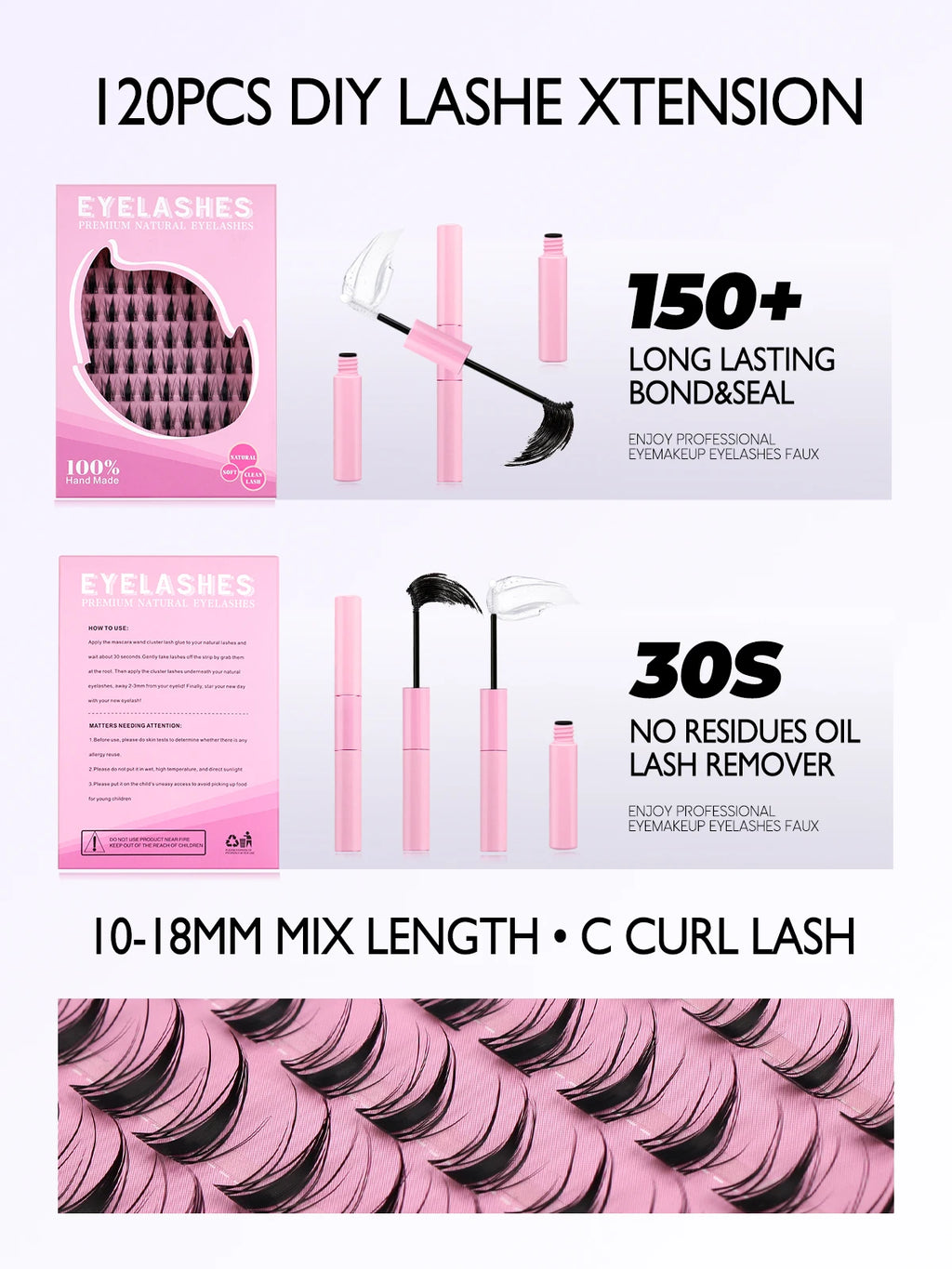 GROINNEYA Cluster Lashes Kit Manga Lashes Natural Eyelash extension Cluster Natural Volume Individual Lashes Mixed Tray Lashes