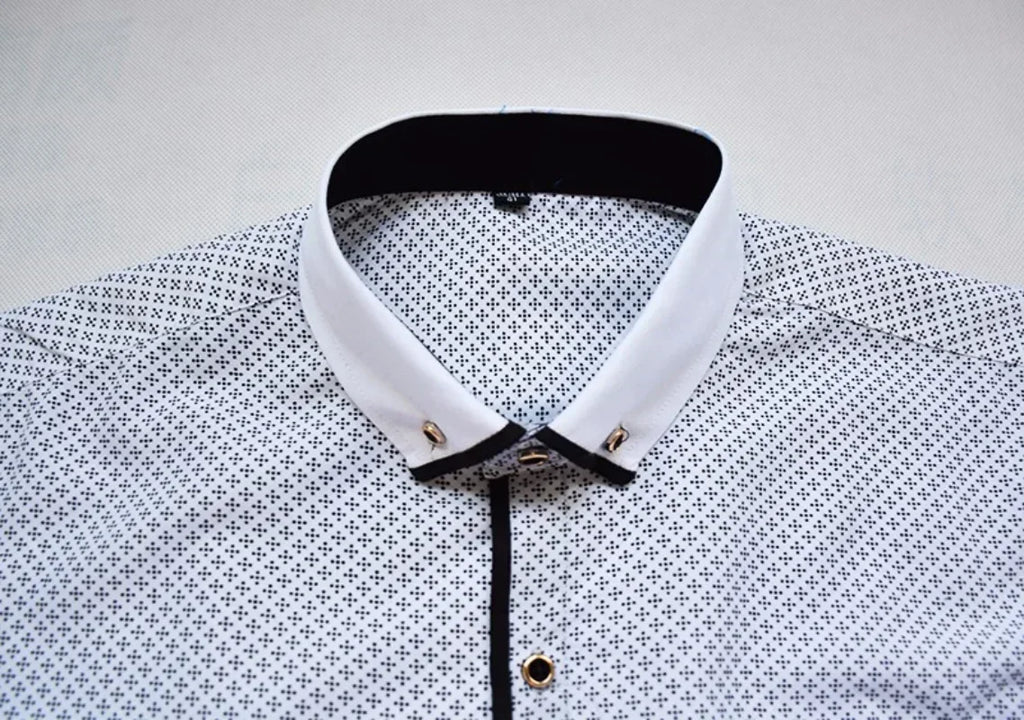 White Big Size 5XL Men Dress Shirt 2026 New Long Sleeve Slim Fit Button Down Collar Good Quality Printed Business Shirts