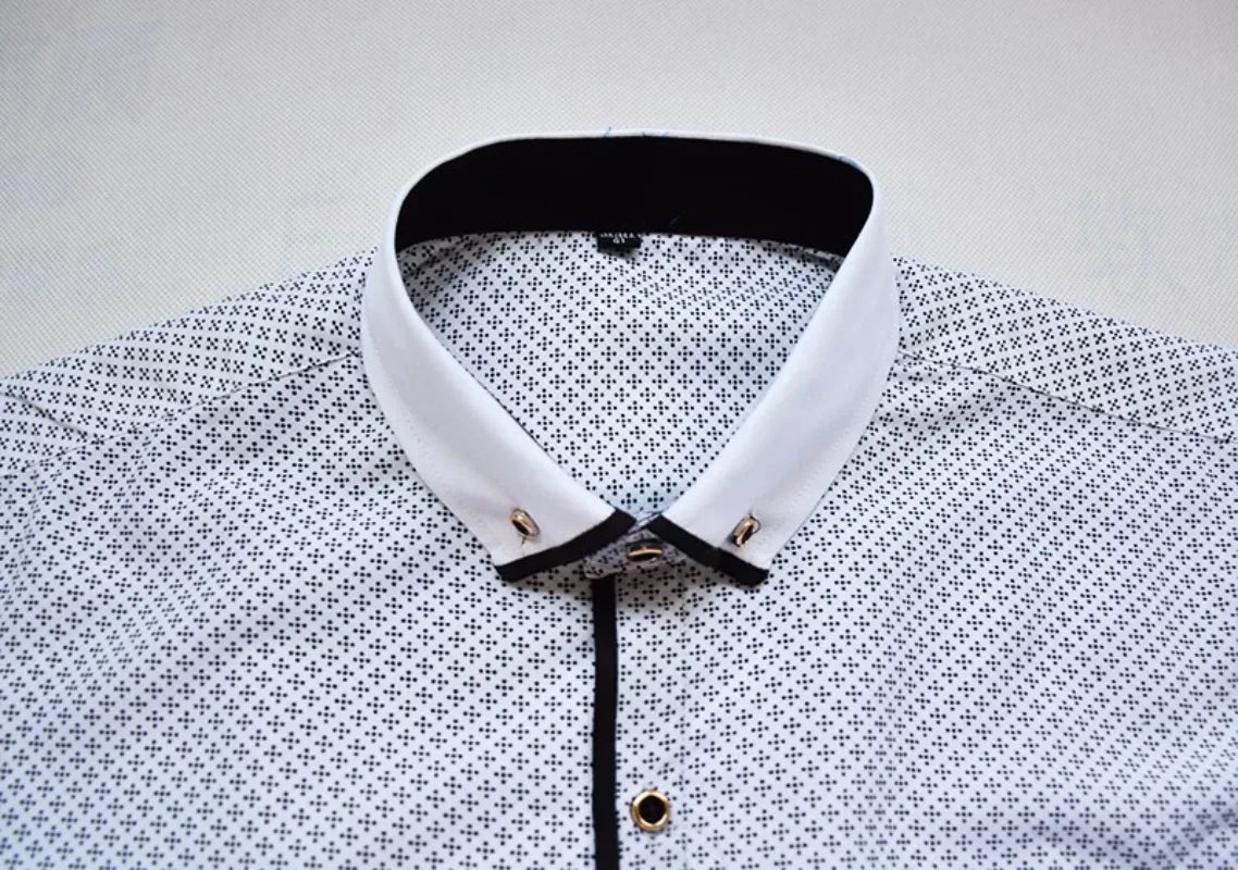 White Big Size 5XL Men Dress Shirt 2026 New Long Sleeve Slim Fit Button Down Collar Good Quality Printed Business Shirts