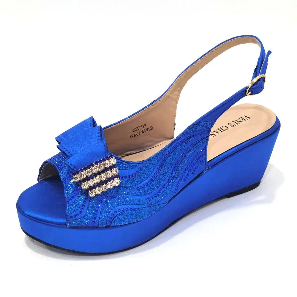 Sandals Italian Fashion Casual Flat Slippers Hollowed Out With Diamonds Women's Shoes African Party Outdoor Shoes