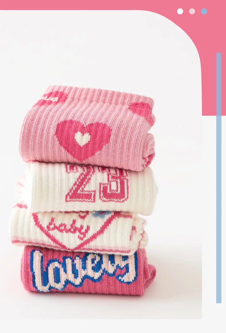 5 Pairs Spring Socks Children's Socks Girls Boys Trendy Pattern Sport Sock Socks Autumn Kids Socks Cotton Sock for 3-12T