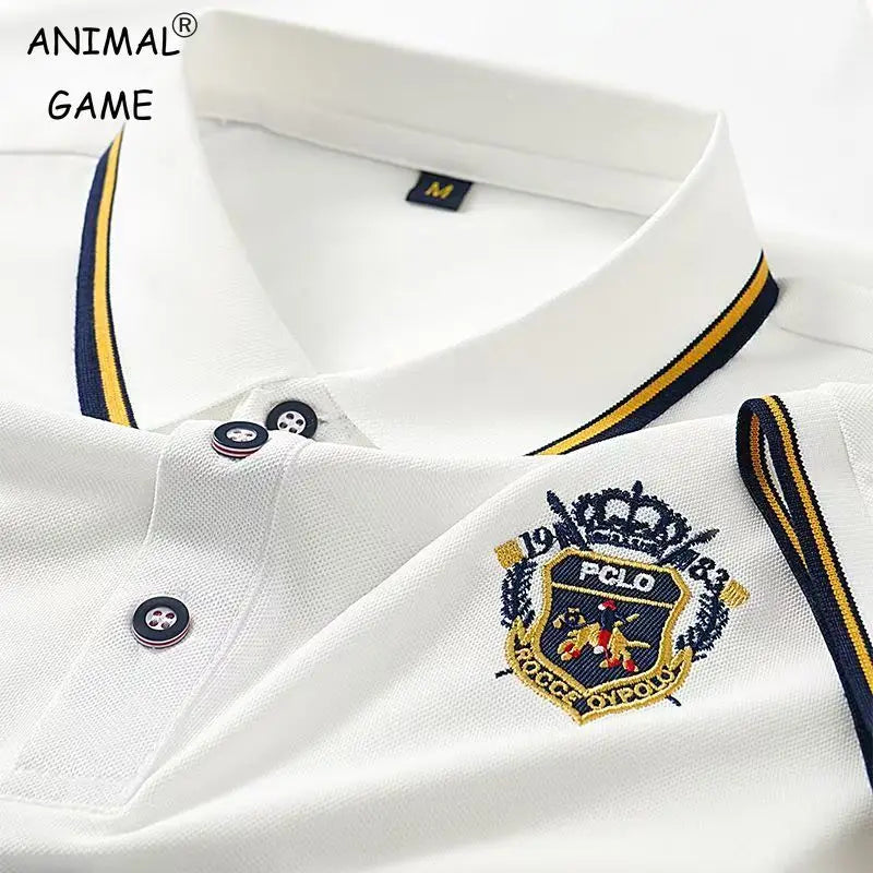 Men's Summer Embroidered Polo T-Shirt Short Sleeve Lapel Design Breathable Lightweight Streetwear Outdoor Oversized Fit