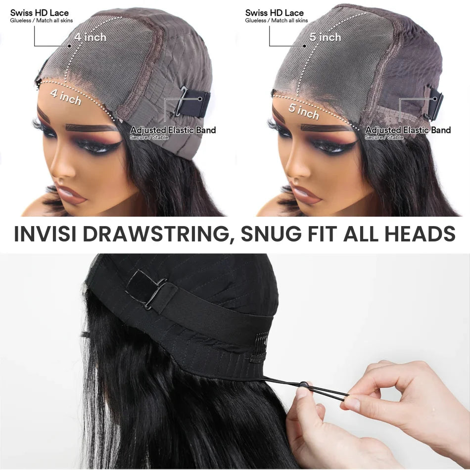 Straight Wig  Glueless  Natural Color No Sew In No Glue No Leave Out V Part Wigs