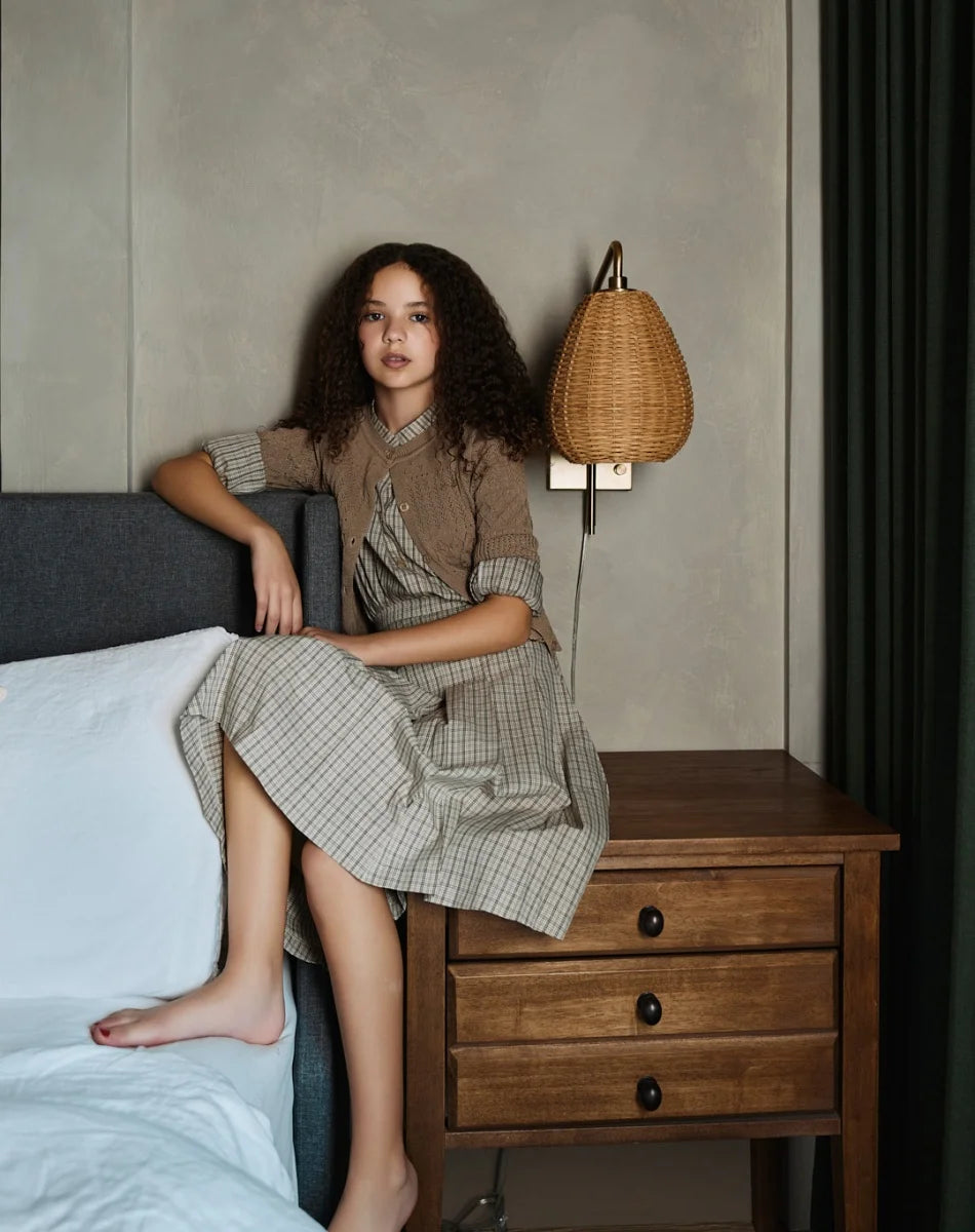 AS  SS26 Heritage collection brown Checked smocking  girls dress knitting boys sister brother family match clothes