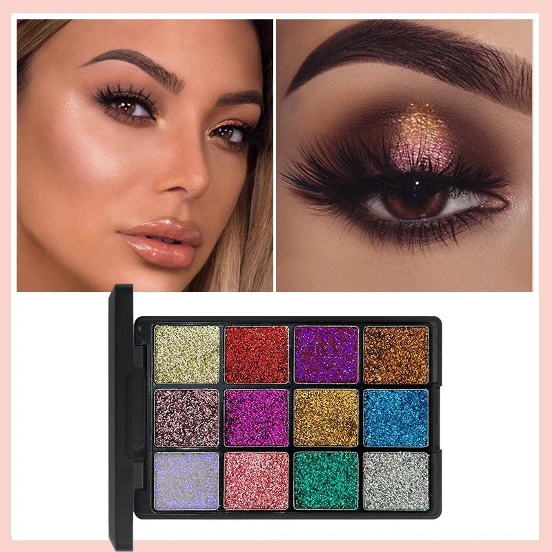 12-Color Eyeshadow Palette – Pearlescent, Matte, Fine Shimmer, Glitter, Earth Tones, Long Lasting Eye Shadows, High-Performance