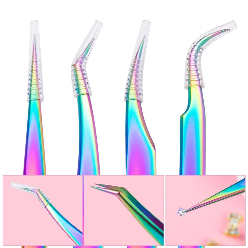 Eyelashes Tweezers Stainless Steel For Lashes Extension Makeup Tools Nail Art Accessories Rhinestone Picker Tools