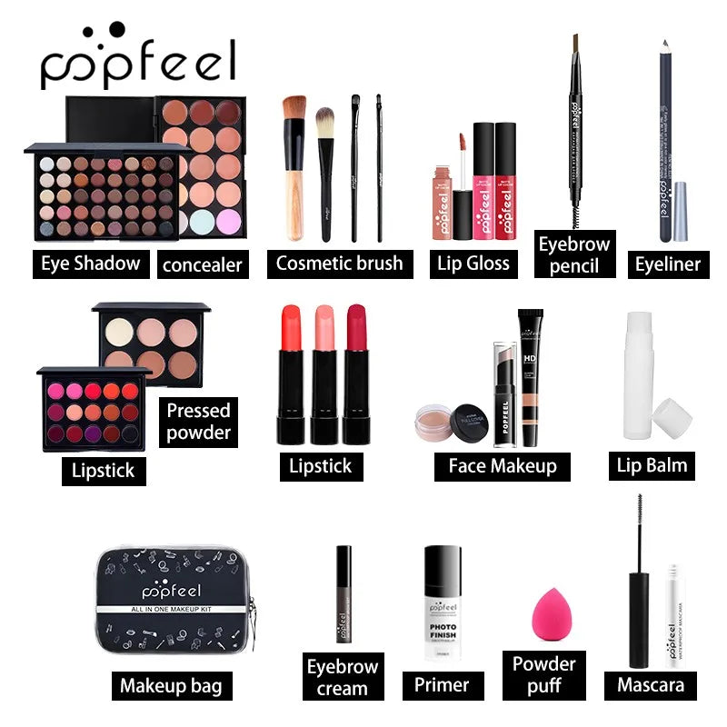Marie Kit de Maquillaje Todo en Uno para Mujer — Set Completo con Cejas, Delineador y Sombras de Ojos