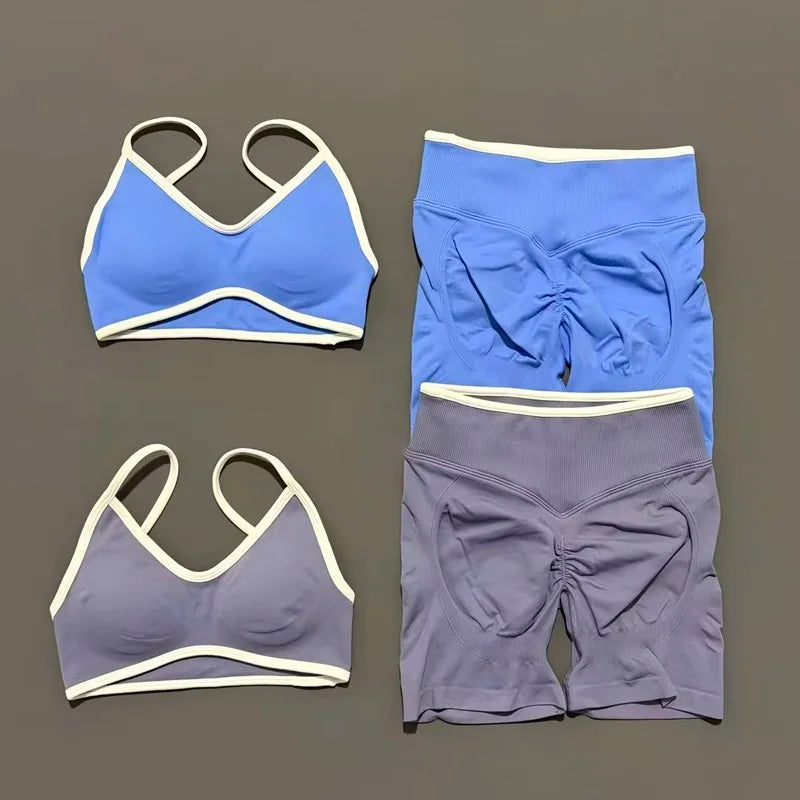 2 Piece Workout Sets Women High Stretch Scrunch Butt Ignite Shorts Sports Bra Gym Fitness Jogging Cycling Active Sports Suits