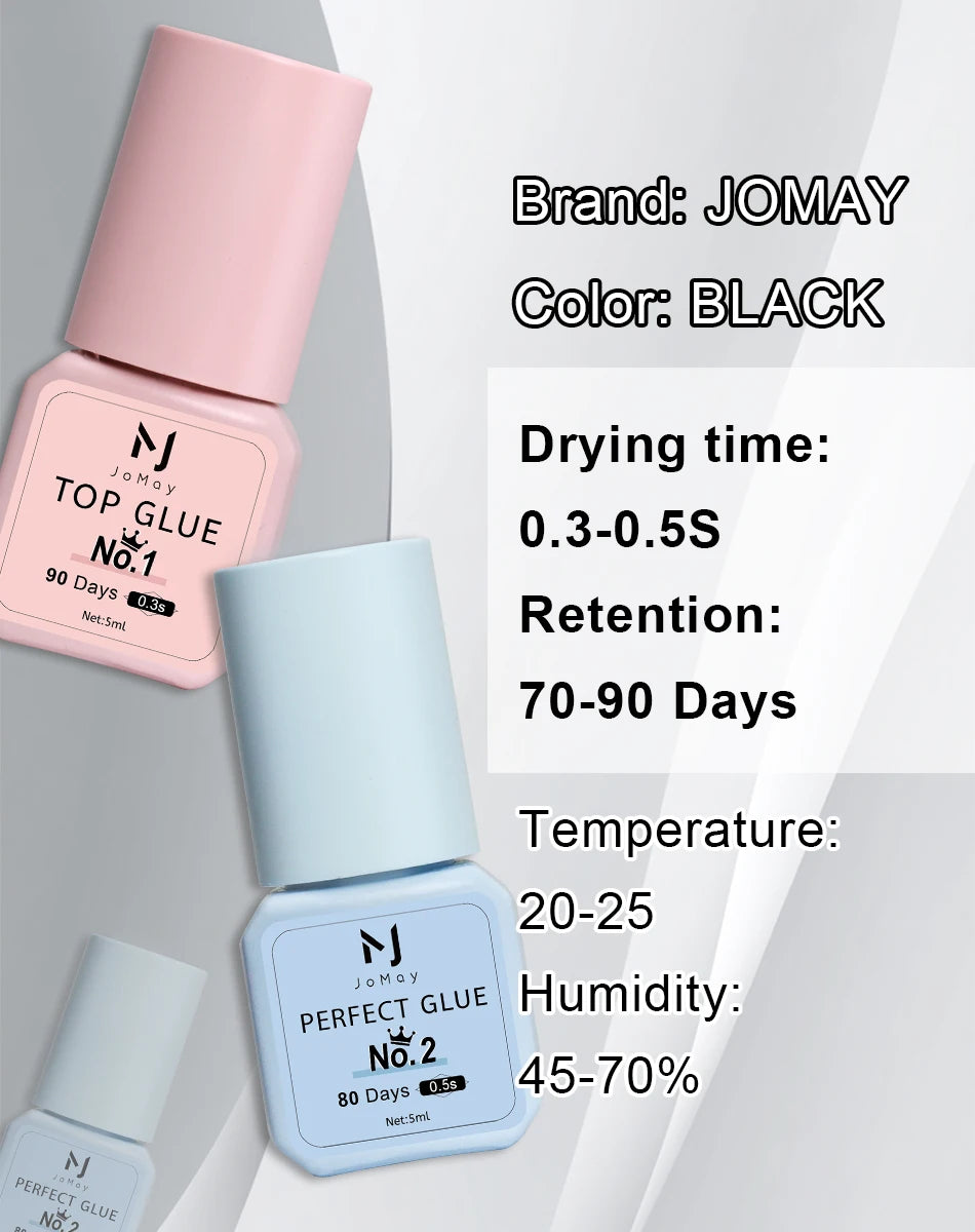 JOMAY Eyelash Glue Waterproof Lashes Extensions 0.3S-0.5S Adhesive Fast Drying Long Lasting Eye Glue Makeup Tools 5ML