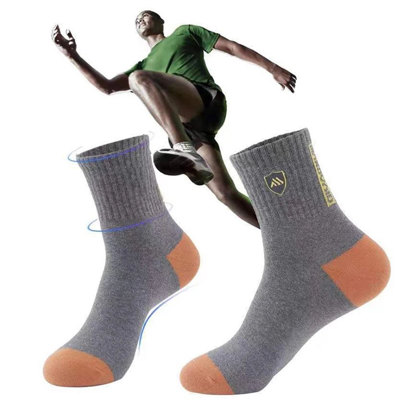 5 Pairs Men's Mid-Calf Socks Cotton Breathable Warm Sports Socks Autumn Winter Sweat-Absorbing Long Casual Trendy Style