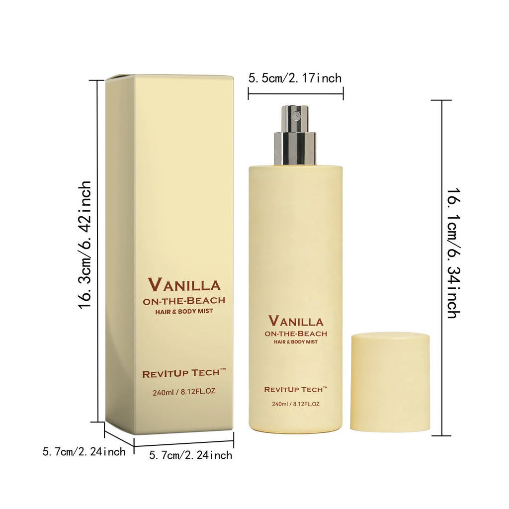 Vanilla Beach Fragrance Spray, naturally fresh with delicate and elegant lingering scent, everyday romantic charm, portable frag