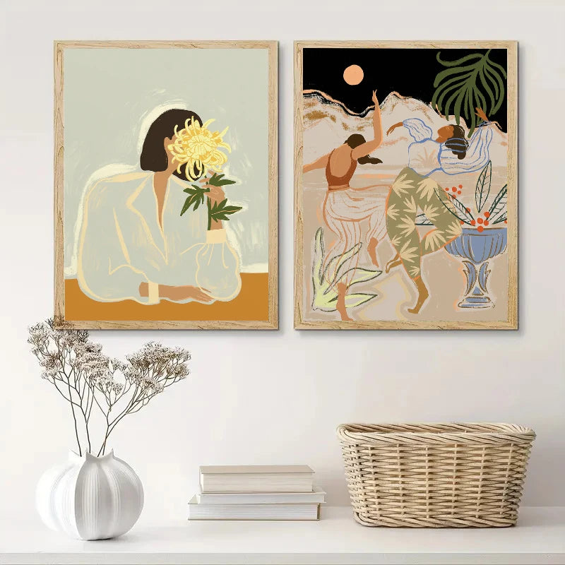 Abstract Mother Hold Her Son Illustration Canvas Print Mother's Day Feminist Wall Art Poster for Modern Nursery Home Decor Gifts