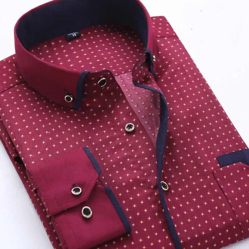 White Big Size 5XL Men Dress Shirt 2026 New Long Sleeve Slim Fit Button Down Collar Good Quality Printed Business Shirts