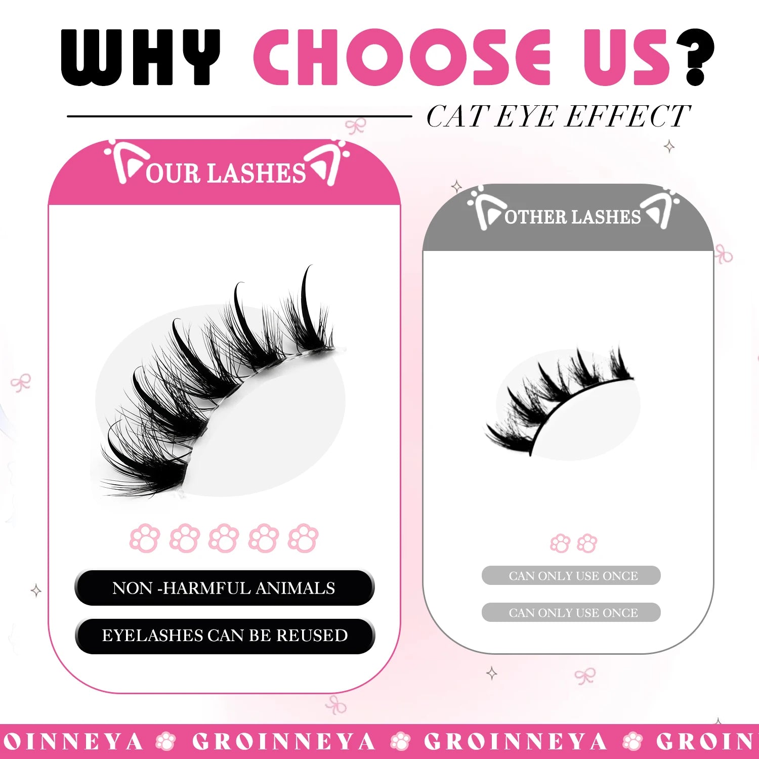 GROINNEYA Manga Lashes 3D Natural False Lashes Soft Cross Wispy Natural Eyelashes Cat Eye Lashes 3d Faux Mink Lashes