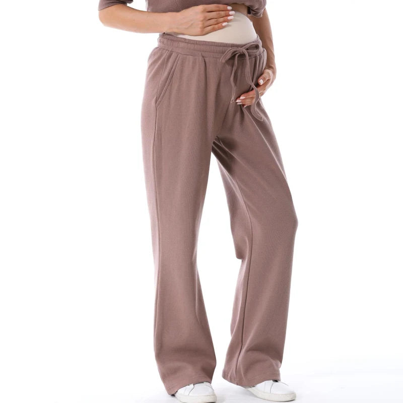 Maternity Clothes Sweatshirt Hoodies High Waist Lounge Pants Adjustable Waist Pregnant Trousers Postpartum Breastfeeding Clothes