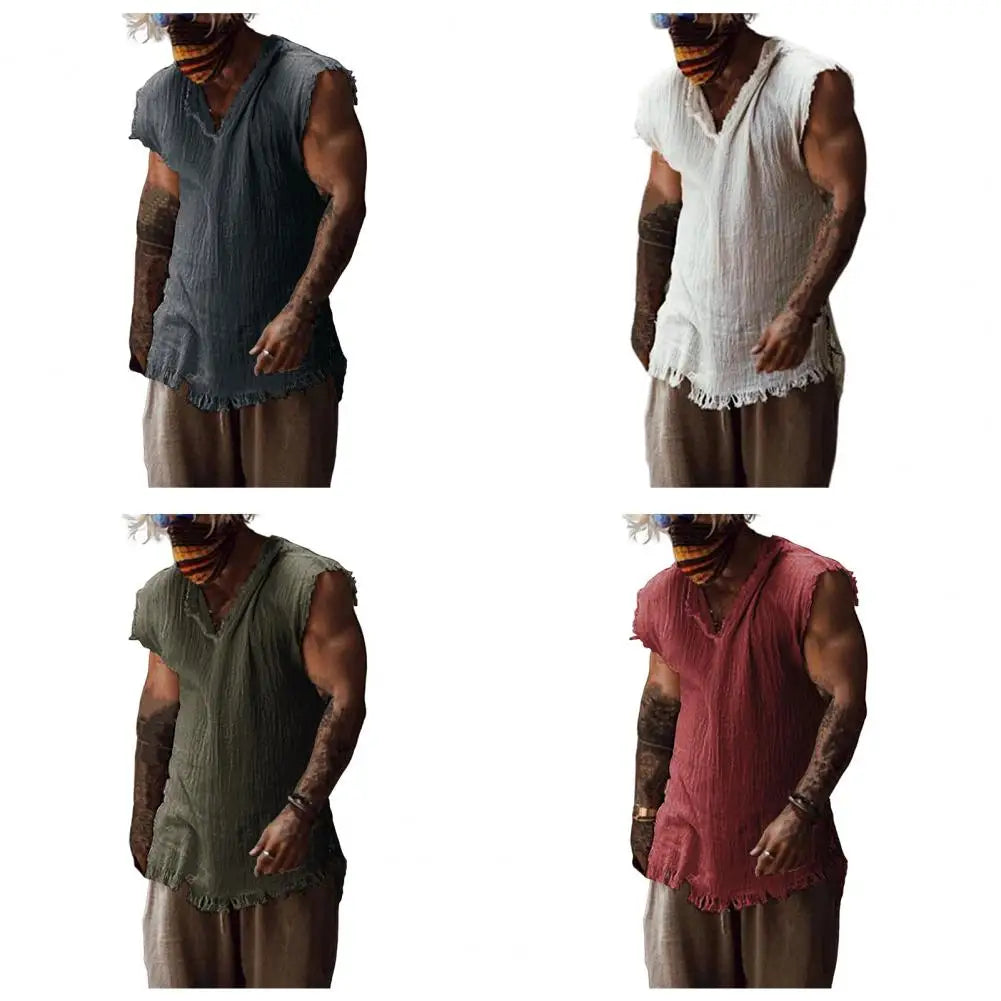 Stylish Men Tank Top  Solid Color Simple Tank Top  Breathable V Neck Summer Vest