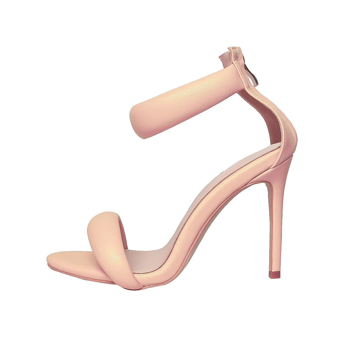 Sandals Women 2025 Concise Style One-strap Sandals for Girls Women Sexy Stiletto Heel Back Zip Cover Heels Summer Sandalias Gold