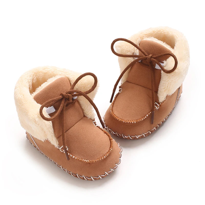 Autumn and Winter Baby Plush Thick Warm Cotton Shoes 0-18 Months Soft Soled Comfortable Non Slip Boots