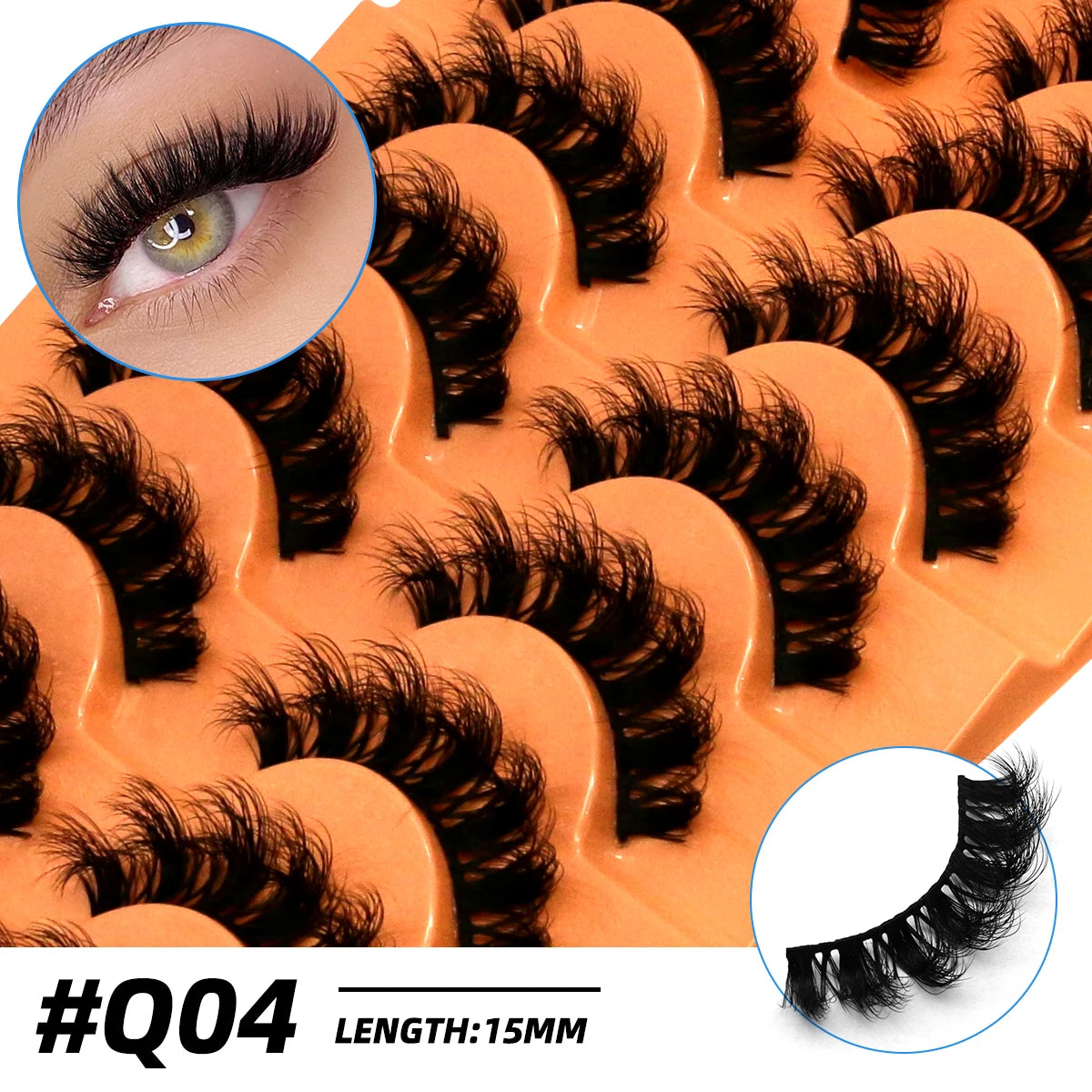 GROINNEYA Russian Strip Lashes Fluffy Faux Mink Lashes 8D Wispy Lashes Cat Eye Lashes Pack Dramatic Long Thick Volume Eyelashes