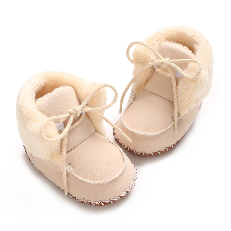 Autumn and Winter Baby Plush Thick Warm Cotton Shoes 0-18 Months Soft Soled Comfortable Non Slip Boots
