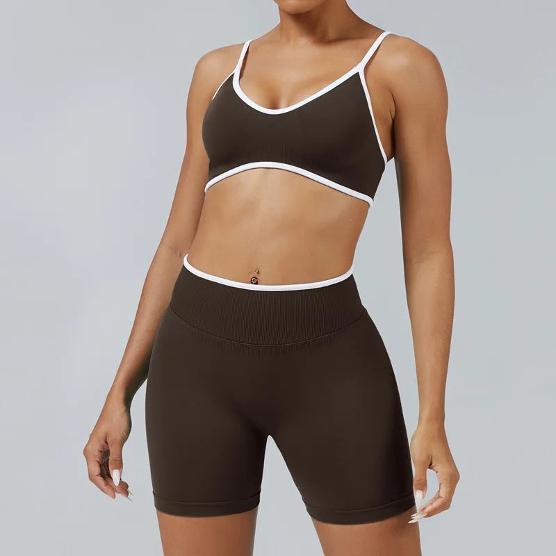 2 Piece Workout Sets Women High Stretch Scrunch Butt Ignite Shorts Sports Bra Gym Fitness Jogging Cycling Active Sports Suits