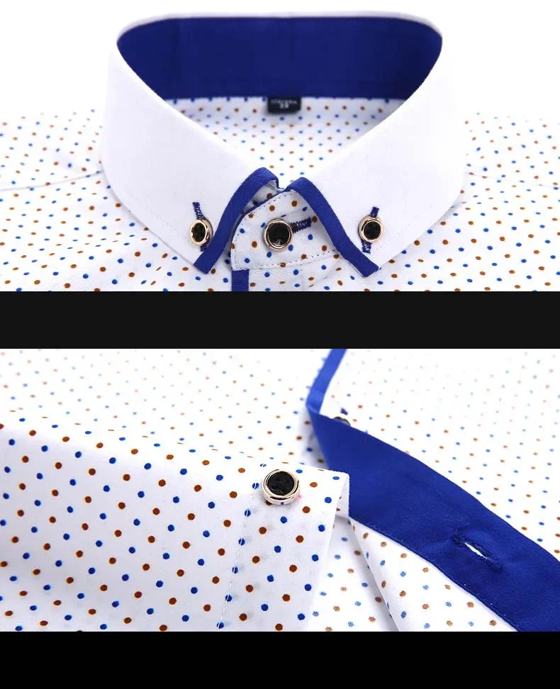 White Big Size 5XL Men Dress Shirt 2026 New Long Sleeve Slim Fit Button Down Collar Good Quality Printed Business Shirts