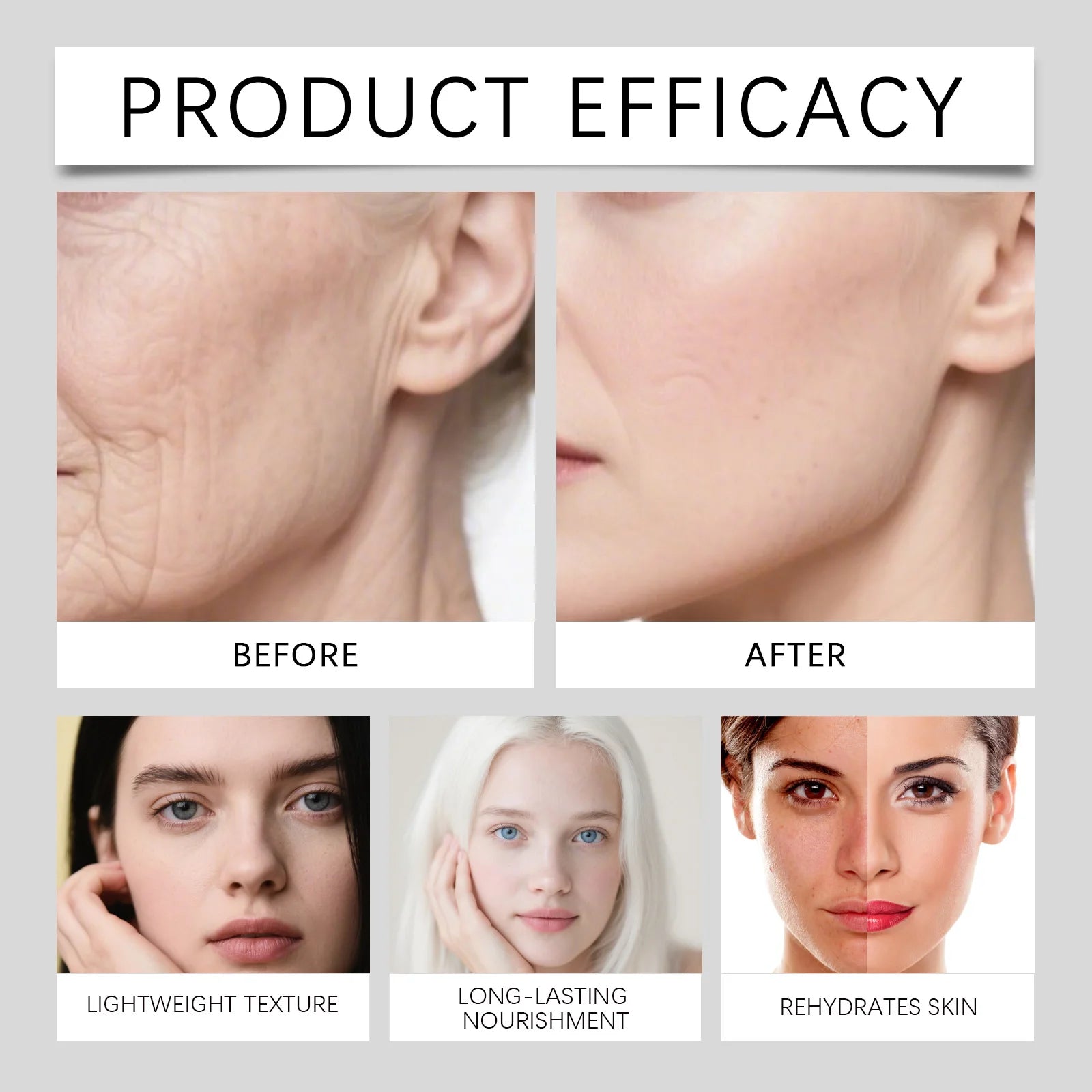 Facial skin care essence nourishes and brightens the skin on the face, providing daily moisture retention.