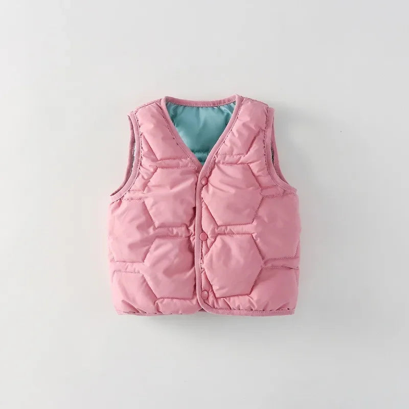 New Winter Baby Boys Girls Vest Cotton Padded Sleeveless Coats Jackets Children Warm Solid Vest Kids Autumn Top Clothe Outfits
