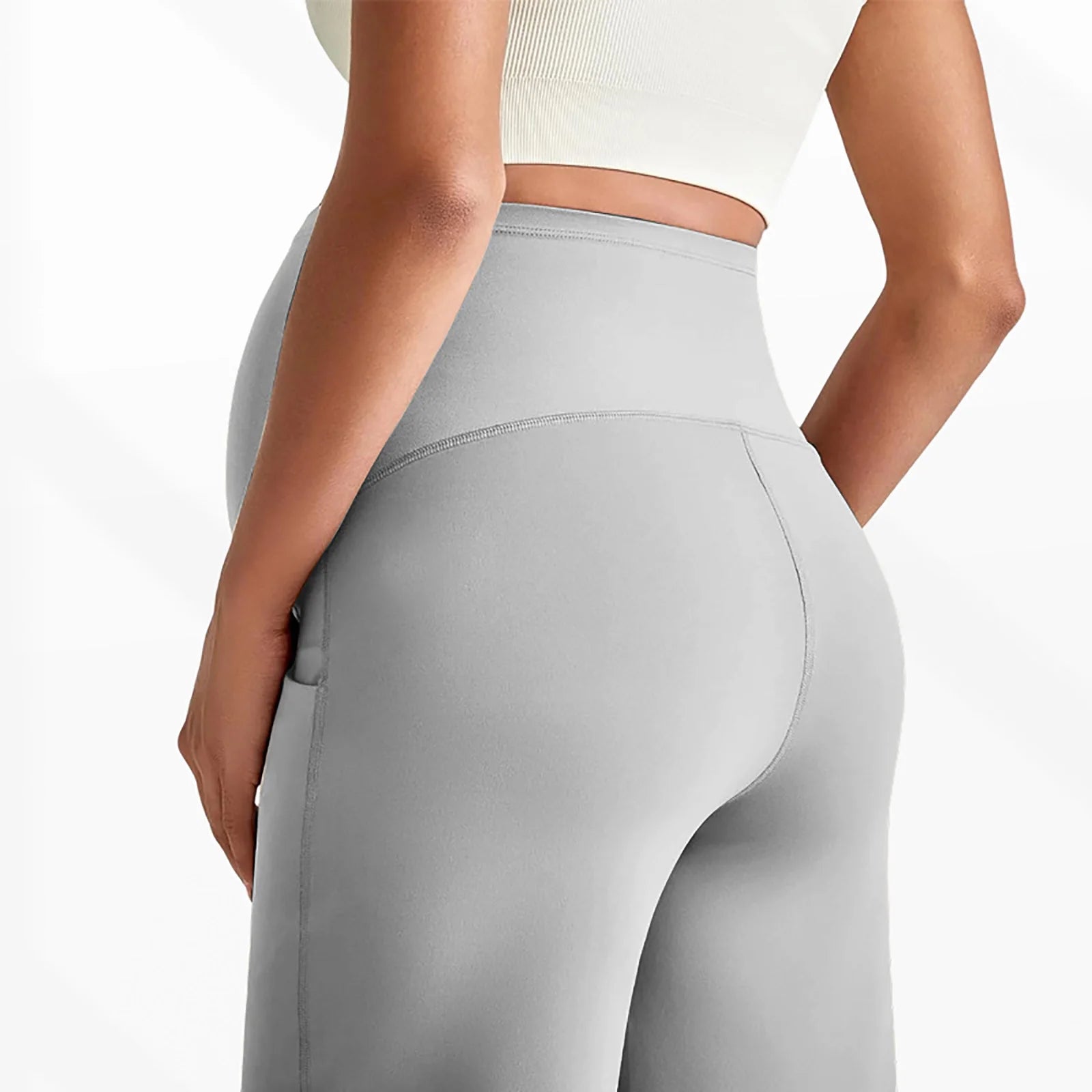 Maternity Pants Over The Belly Yoga Dress Elastic Waistband Stretchy Wide Leg Work Pregnancy Trousers with Pockets Sportswear