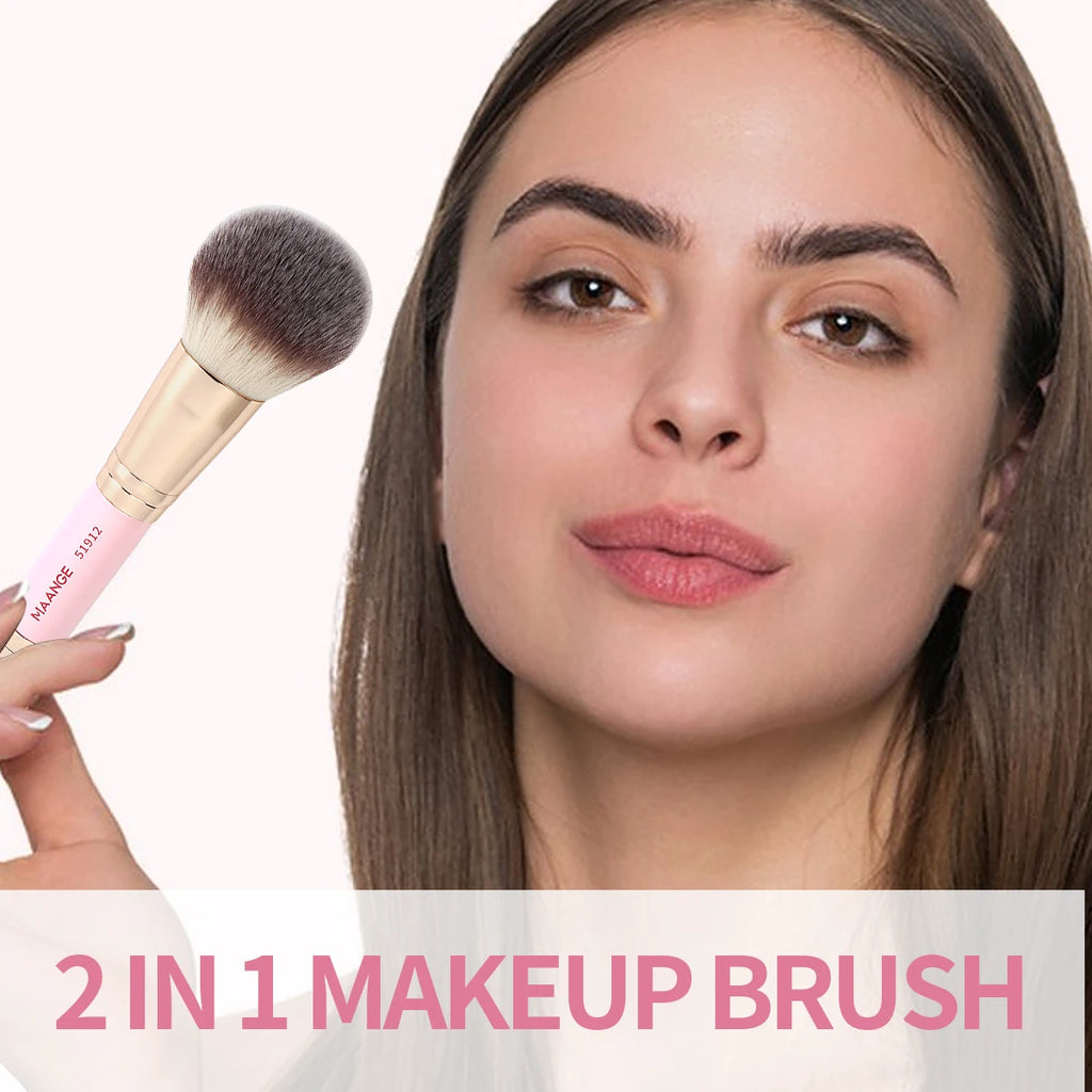MAANGE 2PCS Foundation Makeup Brush Double-ended Flat/Angle Top Contour Brush for Beauty Blending Liquid Powder Concealer Cream