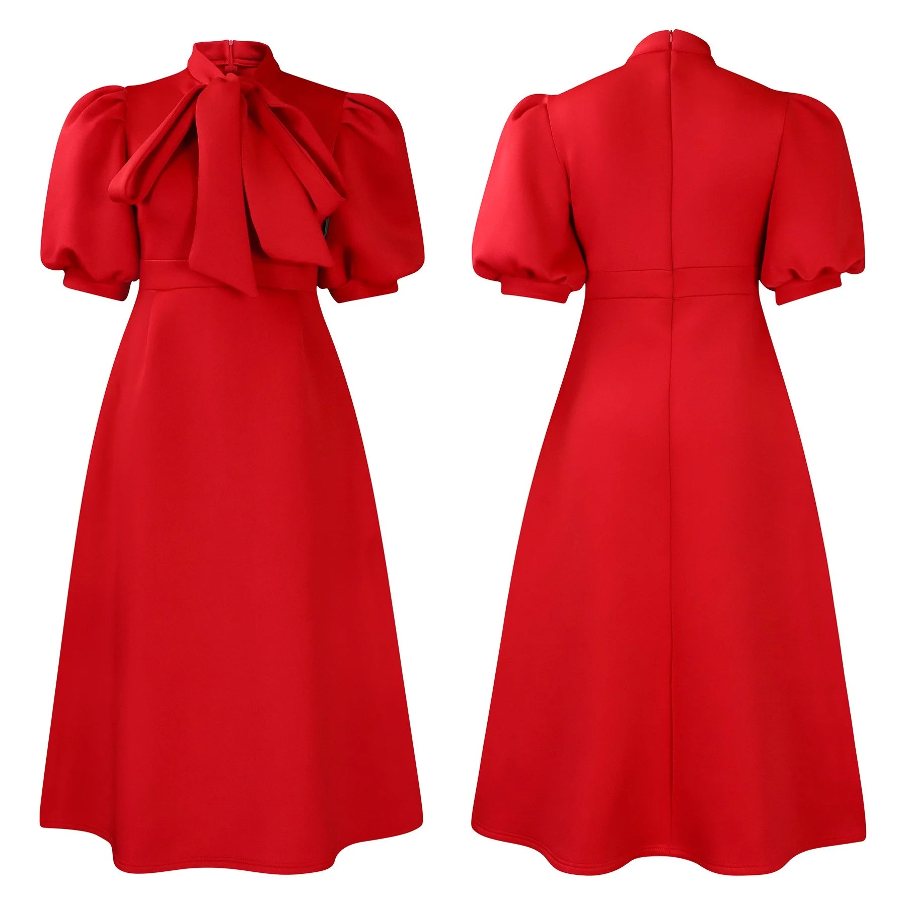 Elegant Party Dresses for Woman 2024 Luxury Bow Collar Short Sleeve High Waisted A Line Pleated Ankle Length Birthday Party Robe