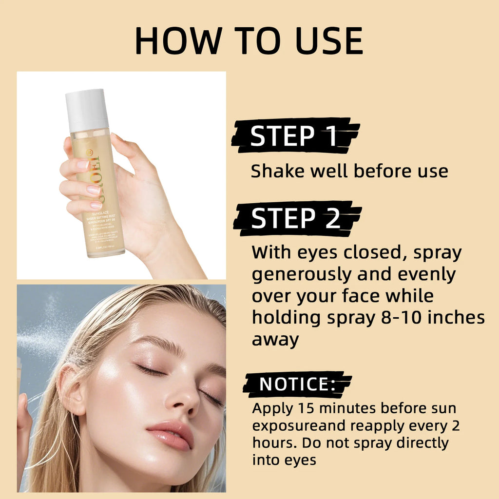 Marie Spray Fijador con Protector Solar SPF 50 100ml — Bruma Facial Ligera, Transparente, No Grasosa y Refrescante para el Cuidado de la Piel
