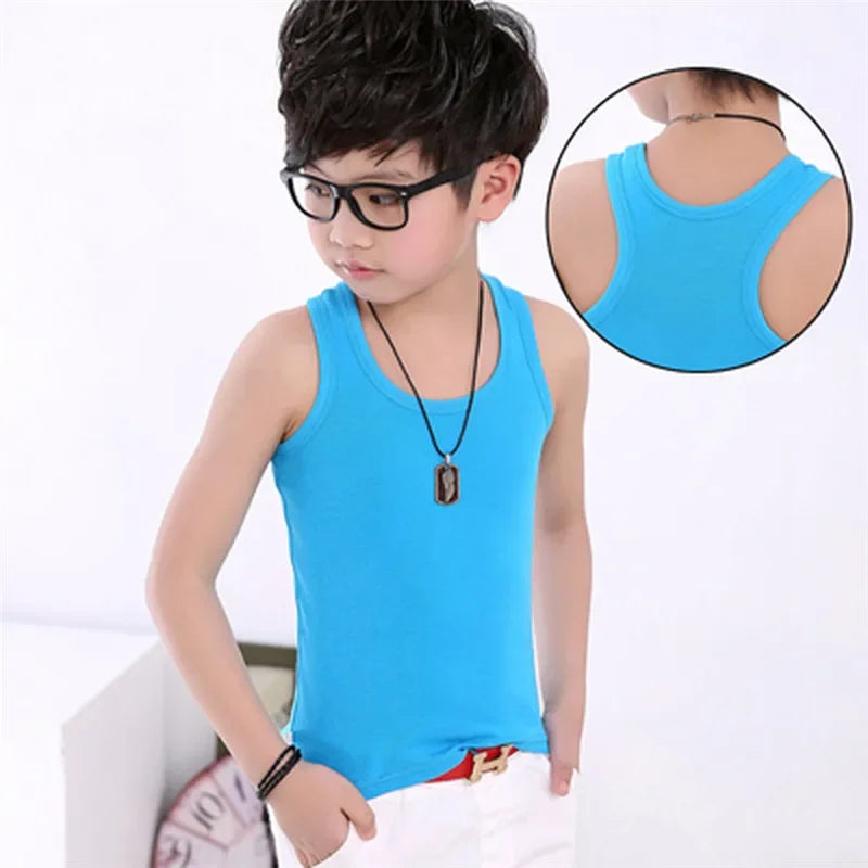 Kids Baby Boys Vests T-shirts Children Summer Vest Top Outfit Kid Boy Girl Solid Tops Clothes Cotton Tees Black Playsuits