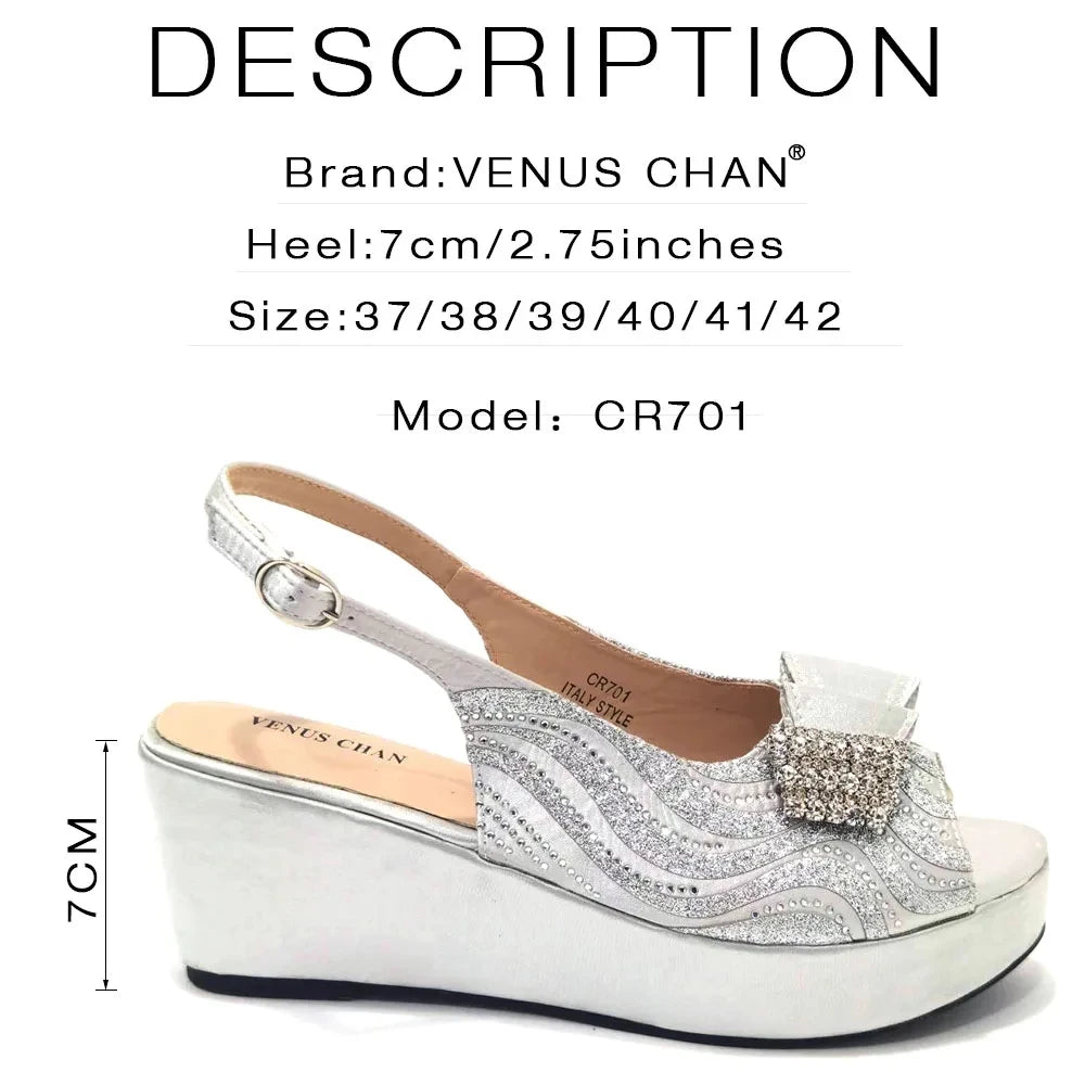 Sandals Italian Fashion Casual Flat Slippers Hollowed Out With Diamonds Women's Shoes African Party Outdoor Shoes