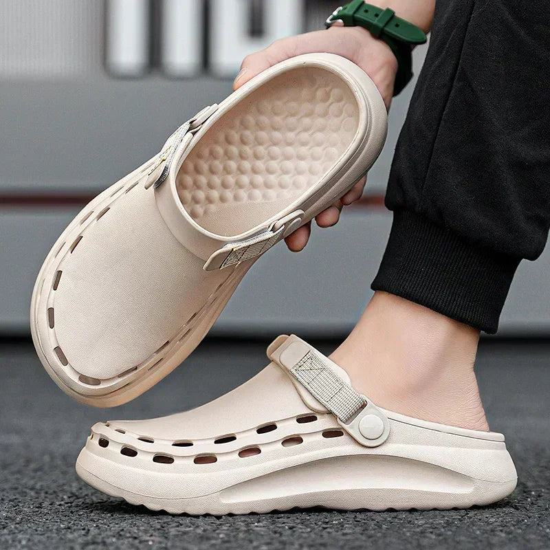 Solid Color Mens Sandals Fashion Trendy Lightweight Outdoor Travel Essentials Beach Shoes Casual Men’s Slippers
