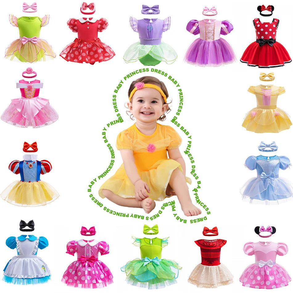 Little Girl Crawling Clothes Movie Princess Role-playing Costume Baby Cute Cotton Jumpsuit Toddlers Birthday Dress