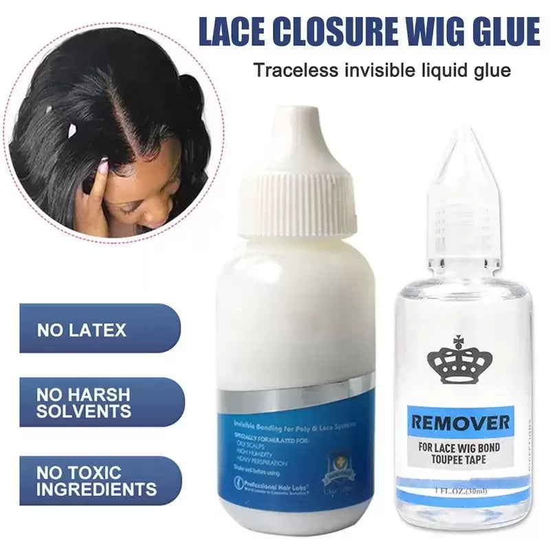 Wig Adhesive Waterproof Lace Glue Invisible Hair Bonding Glue For Toupee Frontal Closure Hair Replacement Adhesive Ghost+Remover