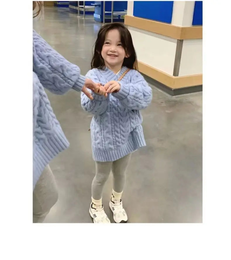 Mother And Daughter Sweater Mom And Son Matching Clothes Equal Korean Fashion Children's Clothing Women Winter Knit Tops Jumper