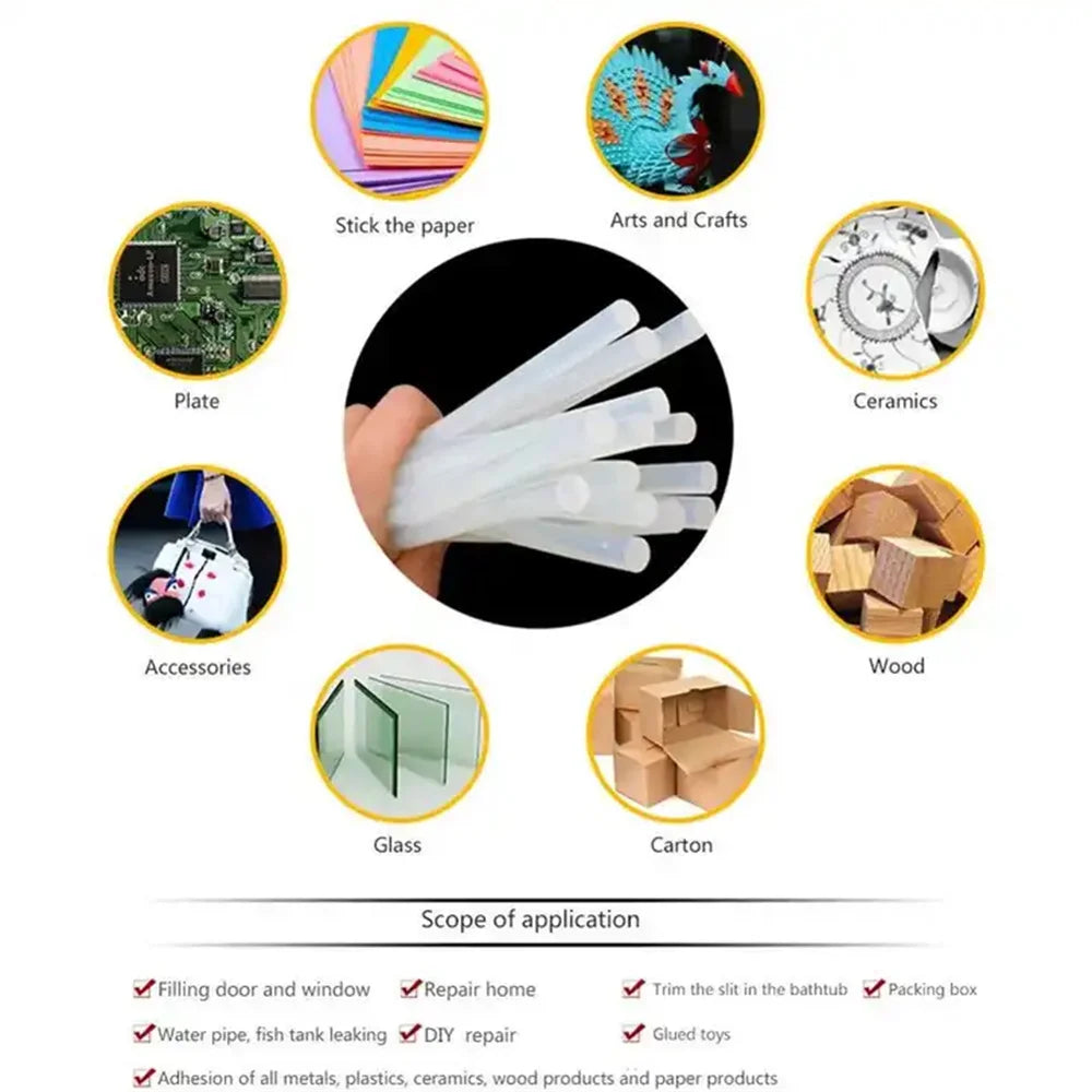 60/10Pcs Hot Melt Glue Sticks 7mm/11mm Translucent Strong Viscosity for Glue Gun DIY Home Industrial Repair Adhesive Rods