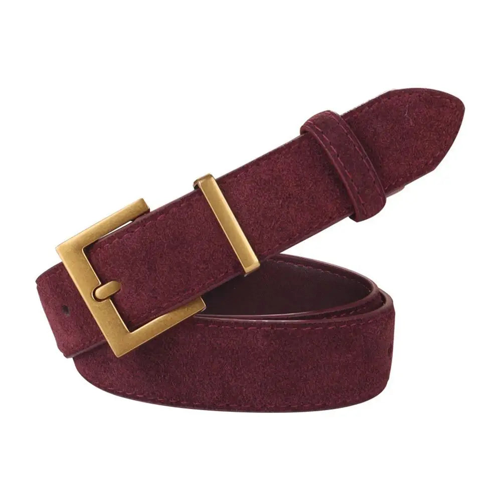 Women Belt Suede Cowhide Genuine Leather Belt 2.8cm Wide Fashion Belts With Metal Buckle Matched For Jeans Dresses Waistband