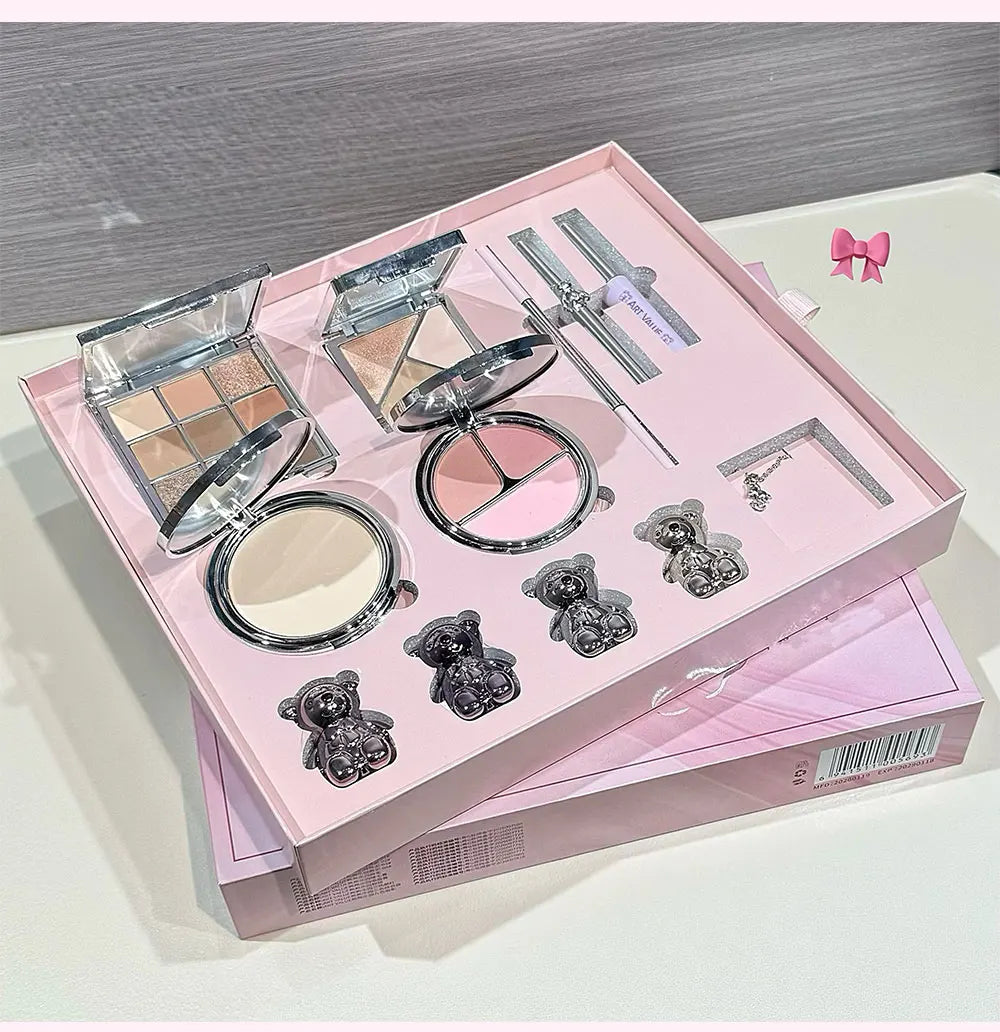 Marie Set de Maquillaje Facial Art Value — Incluye 4 Lip Mud, Lápiz de Cejas, Máscara, Tinte de Cejas, Polvo Compacto, Rubor, Contorno y Sombras de Ojos