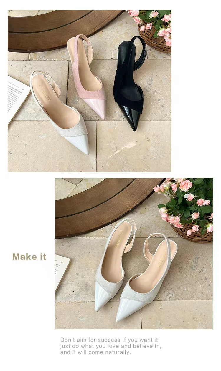 Women's Sexy Pointed-Toe Slingback Sandals — Summer 2026 Trend: Leather High Heels for Dresses — New Elegant Party Footwear