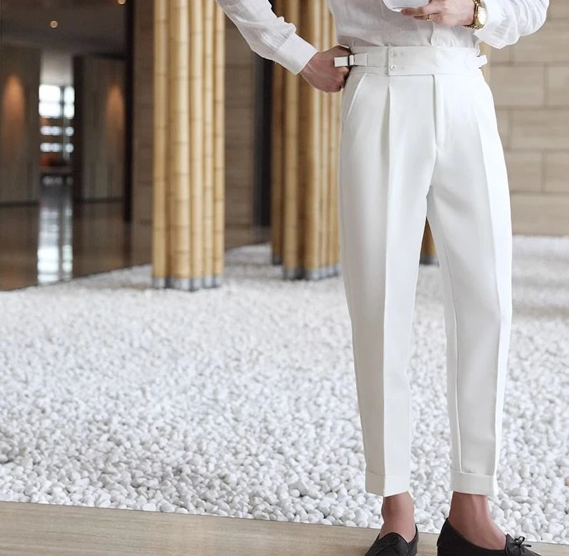 Straight Man Suits Pants Social Tailoring Business High Waist Trousers for Men Summer 2025 Formal New in Work Wear Elegant Up