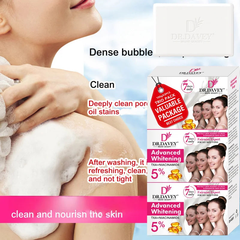 3pcs Advanced Whitening Soap Cleansing and moisturizing handmade soap for bathing, face washing, and skin moisturization