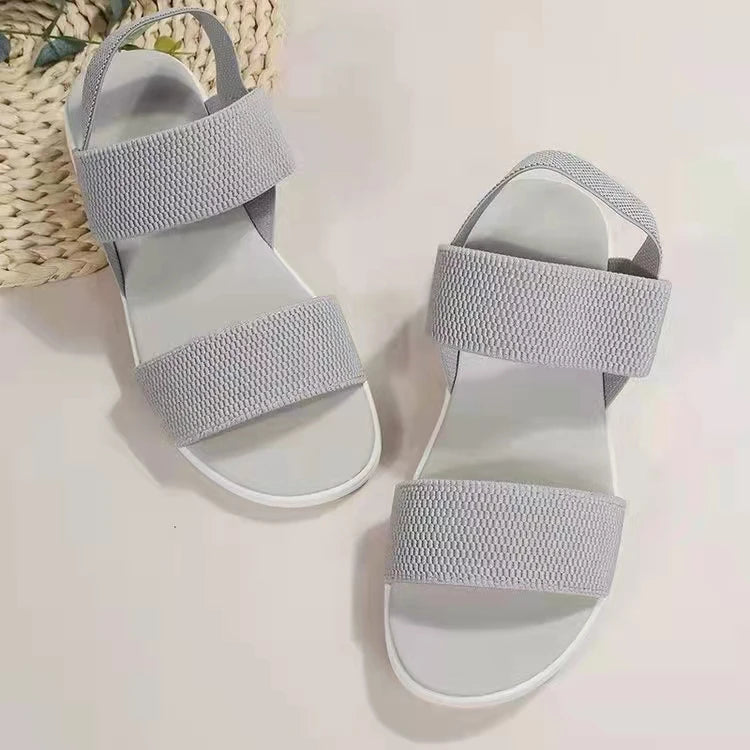 Sandals Elegant Low Heel Women's Orthopedic Shoes Women's Open Toe 2023 Solid Color New Large 25-45 Flat Thick Heel Casual Shoes