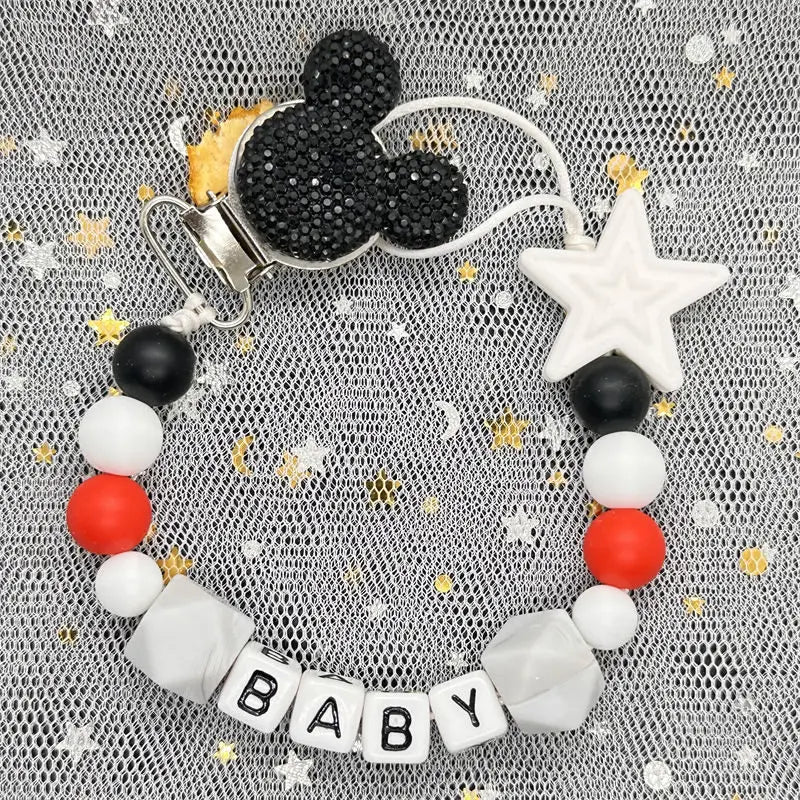 2024 Baby Teether Handmade Personalized Name Pacifier Clips Holder Chains Silicone Pacifier Chain Clips Baby Teething Chain Gift
